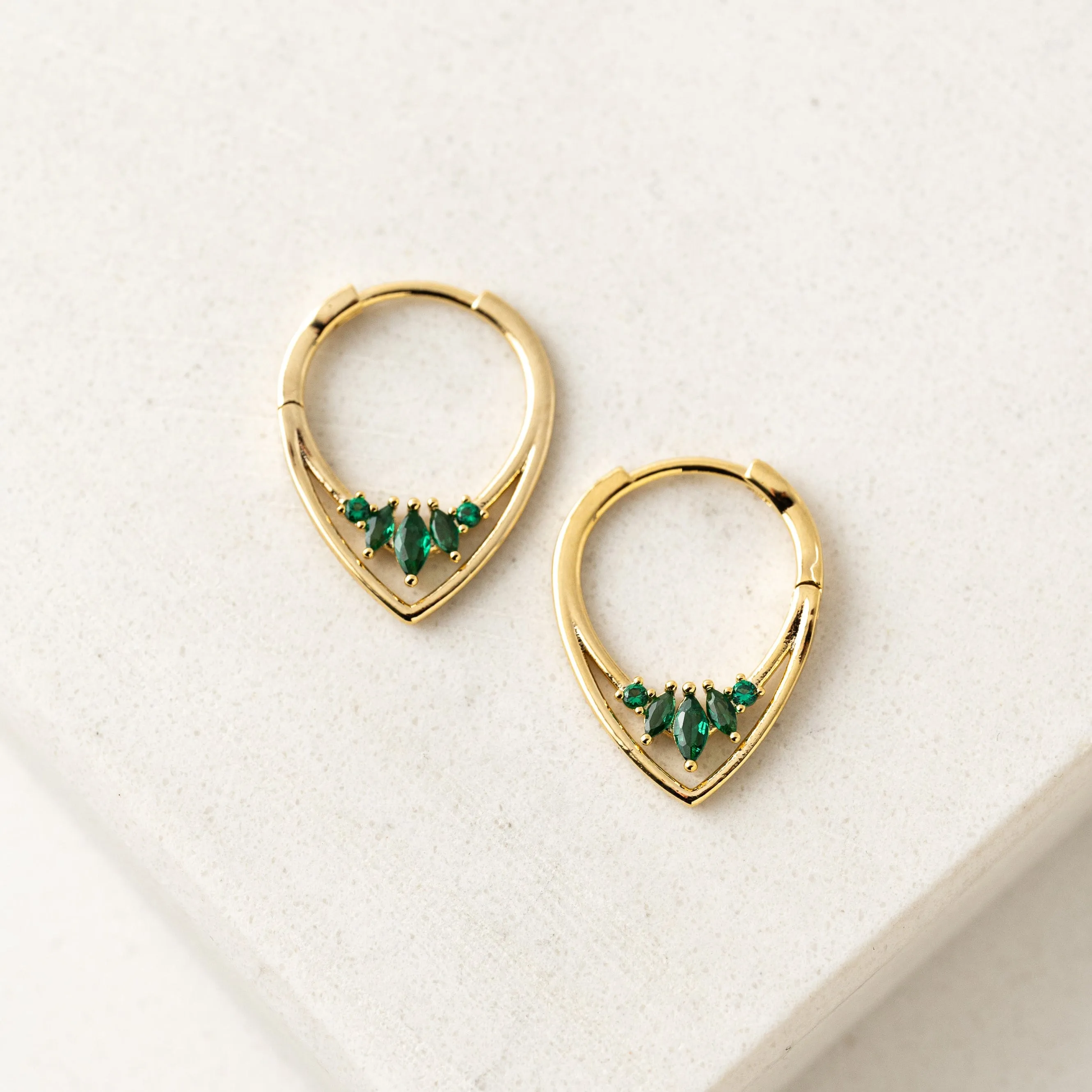 Aria Emerald Hoop Earrings