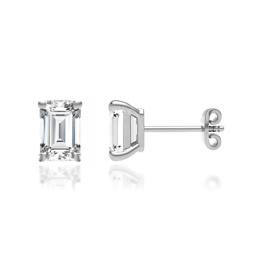 AVIANA - Emerald Lab Diamond 950 Platinum Emerald Stud Earrings