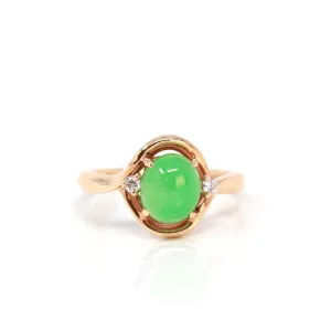 Baikalla™ "Irina" 18k Rose Gold Natural Imperial Jadeite Engagment Ring