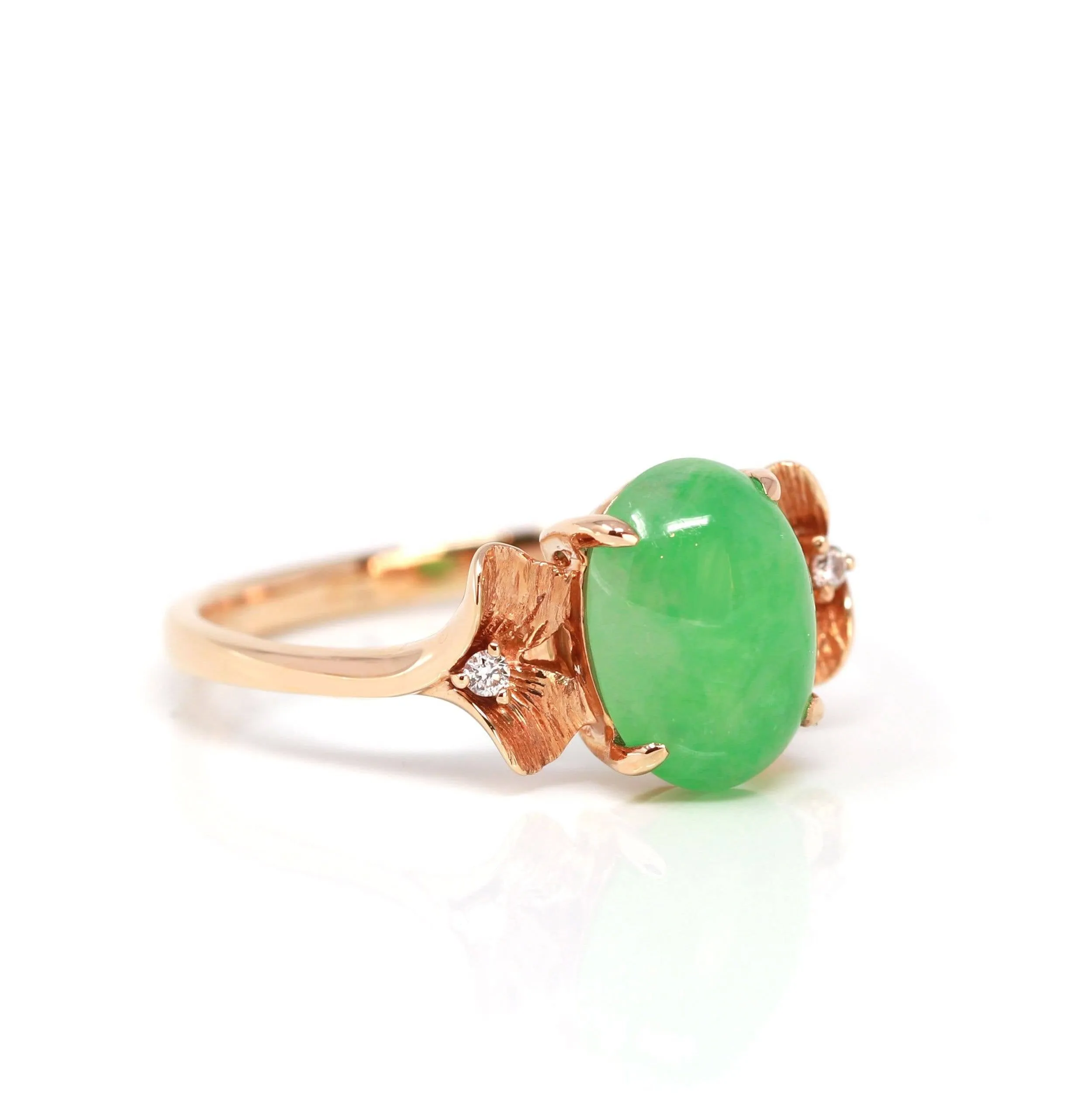 Baikalla™ "Talia" 18k Rose Gold Natural Imperial Jadeite Engagment Ring