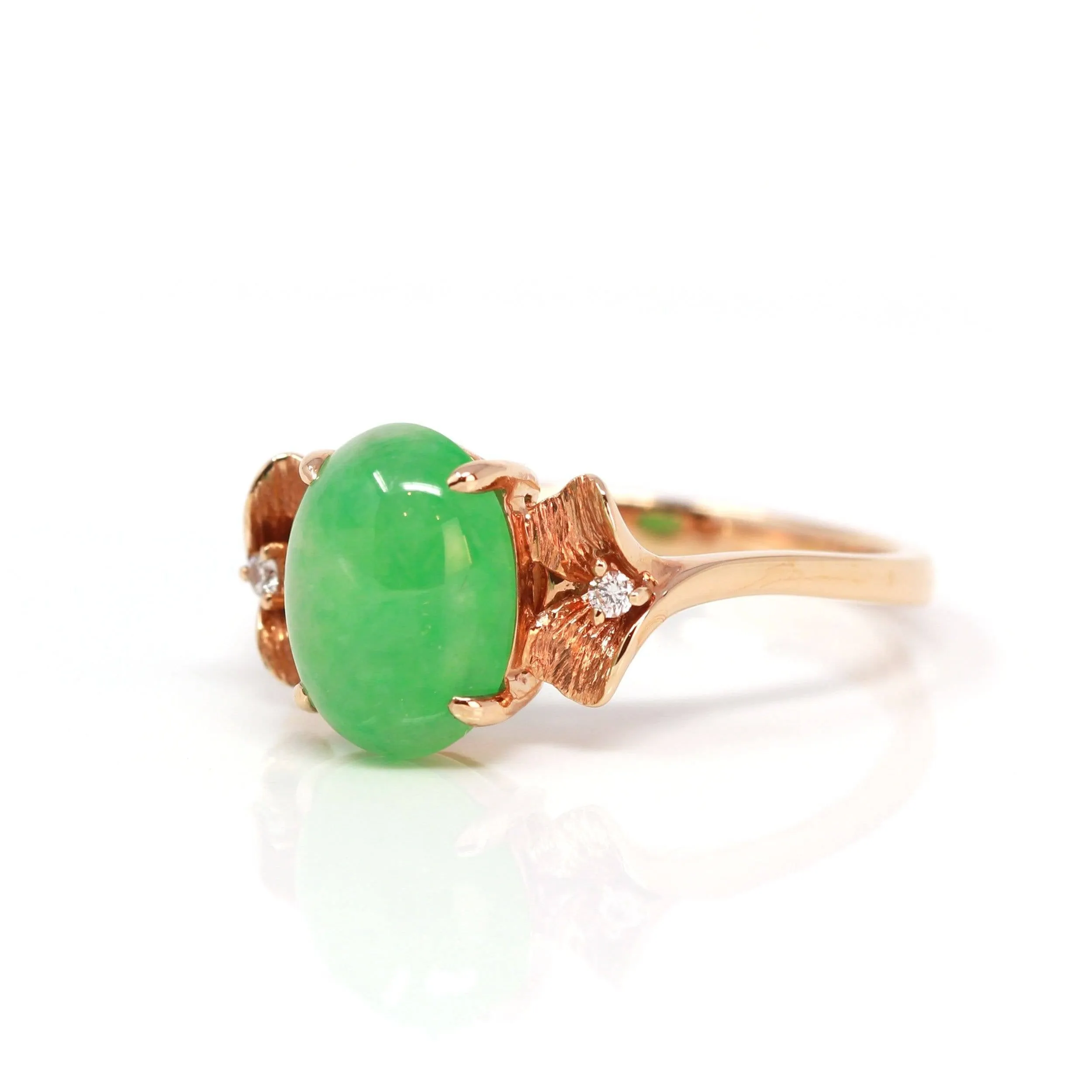 Baikalla™ "Talia" 18k Rose Gold Natural Imperial Jadeite Engagment Ring