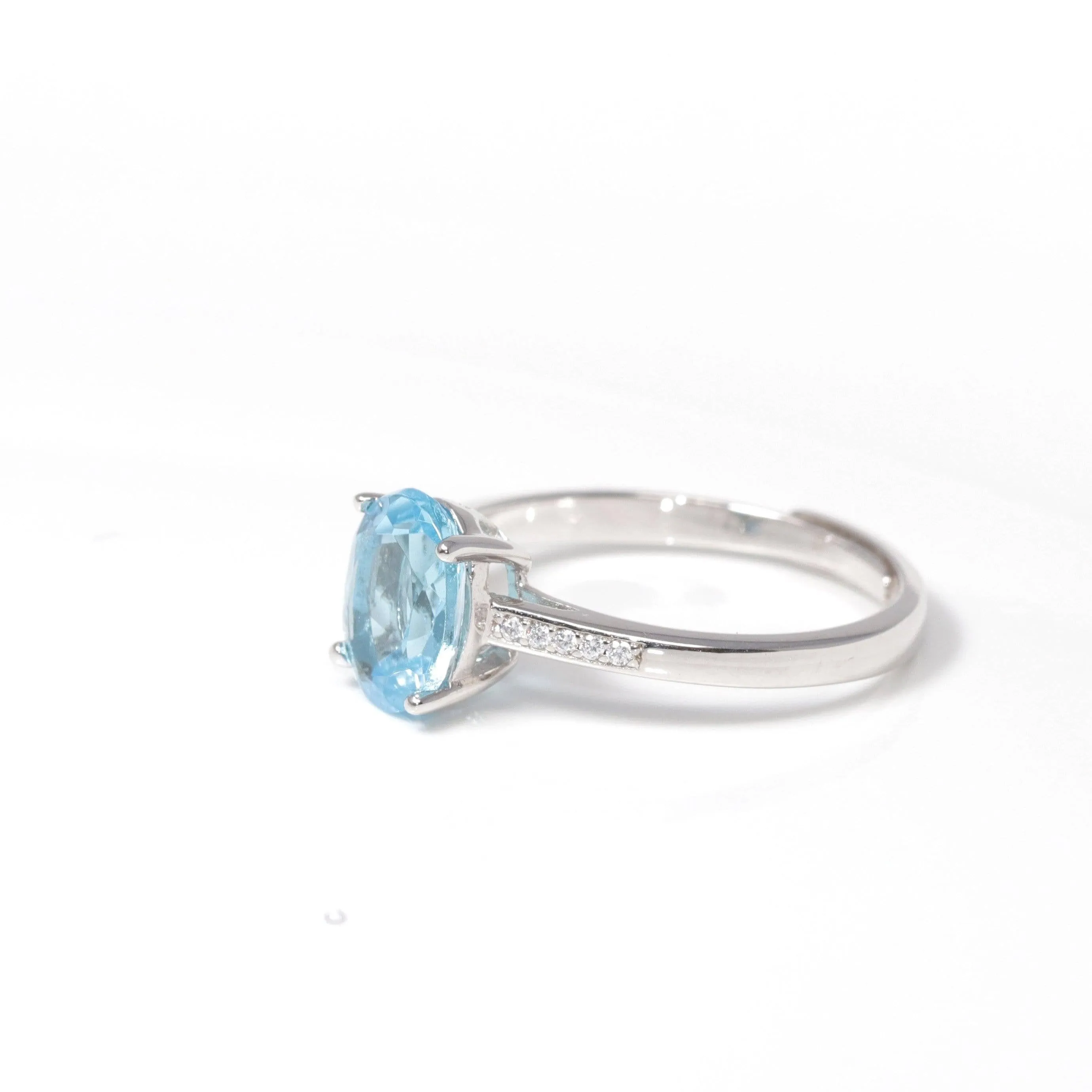 Baikalla™ Sterling Silver Oval Swiss Blue Topaz & Amethyst Ring