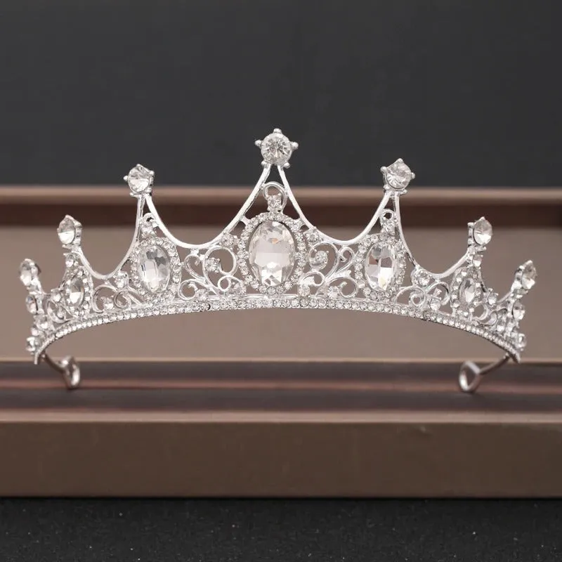 Baroque Rhinestone Crystal Crown and Tiara Hair Jewelry Collection