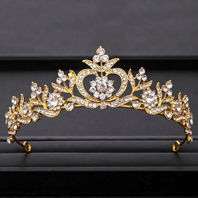 Baroque Rhinestone Crystal Crown and Tiara Hair Jewelry Collection