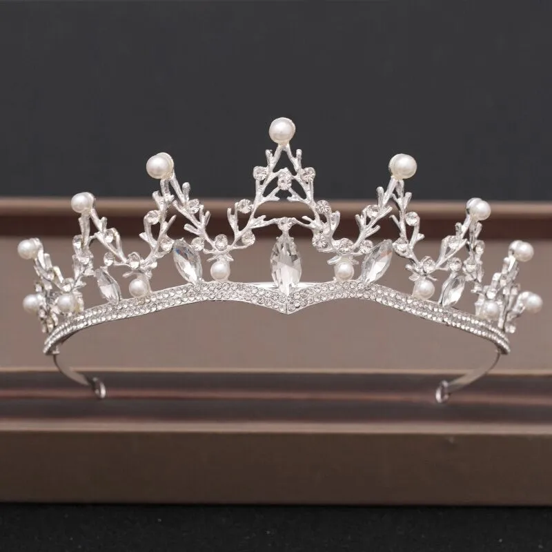 Baroque Rhinestone Crystal Crown and Tiara Hair Jewelry Collection