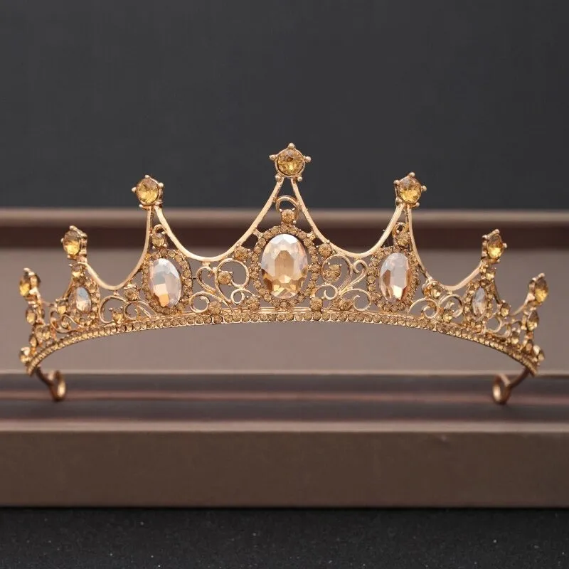 Baroque Rhinestone Crystal Crown and Tiara Hair Jewelry Collection