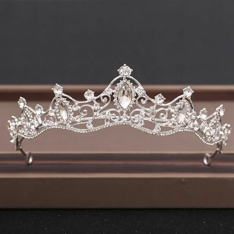 Baroque Rhinestone Crystal Crown and Tiara Hair Jewelry Collection