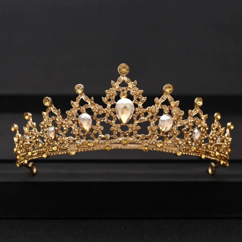 Baroque Rhinestone Crystal Crown and Tiara Hair Jewelry Collection