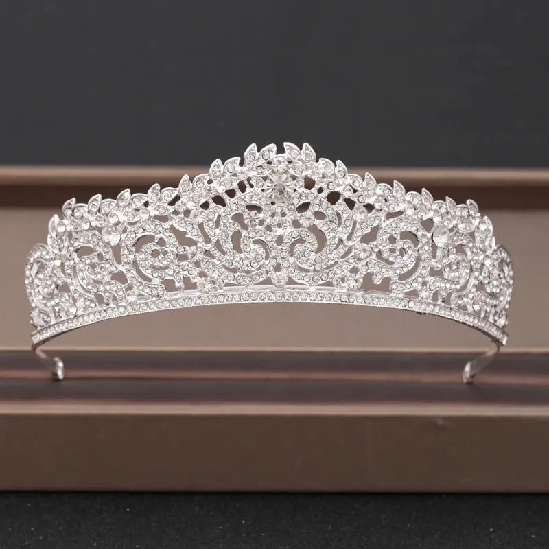 Baroque Rhinestone Crystal Crown and Tiara Hair Jewelry Collection