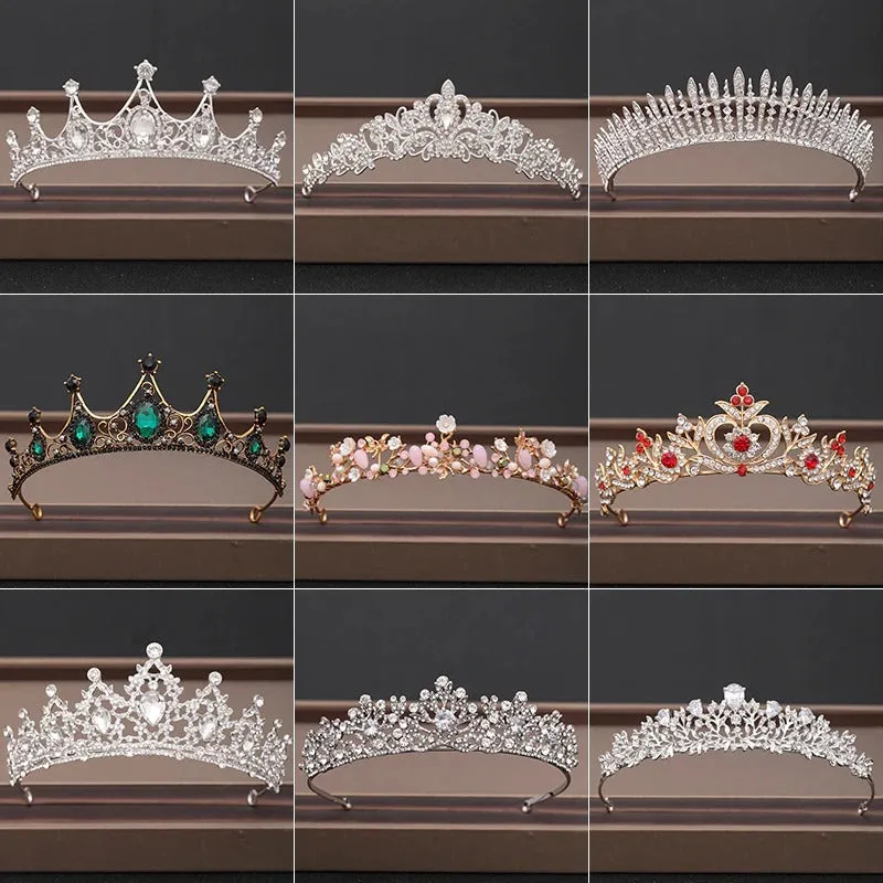 Baroque Rhinestone Crystal Crown and Tiara Hair Jewelry Collection