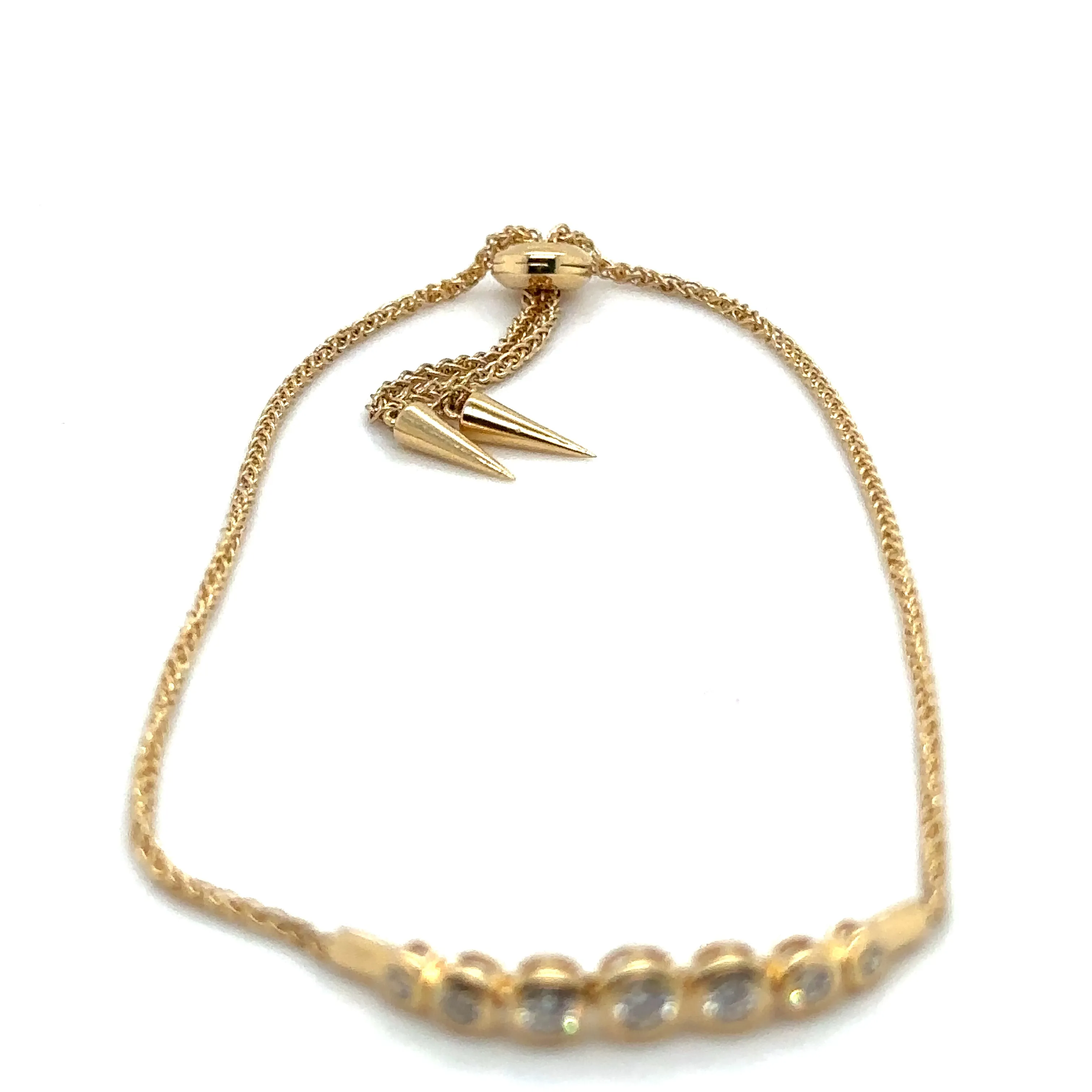 Bezel Set Diamond Yellow Gold Bolo Bracelet