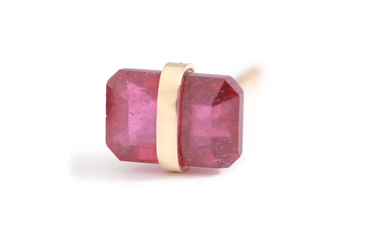 Bezel Wrapped Ruby Stud (half pair)