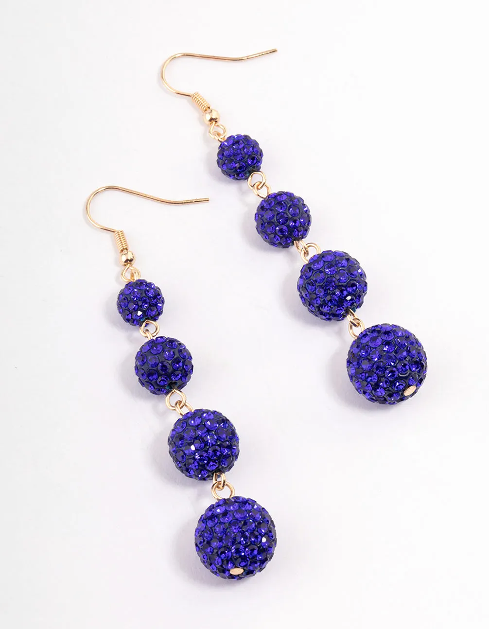 Blue Triple Ball Drop Earrings