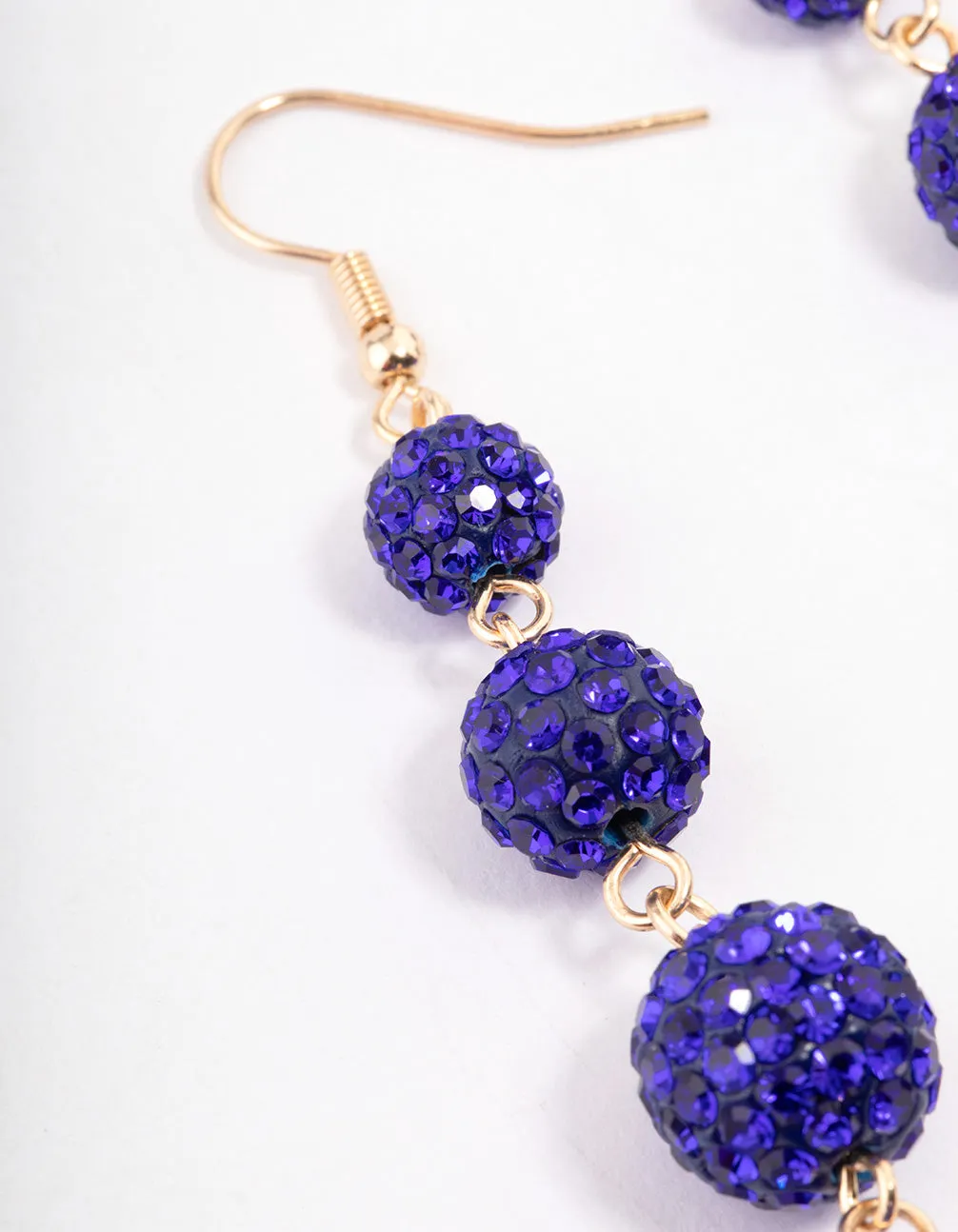 Blue Triple Ball Drop Earrings