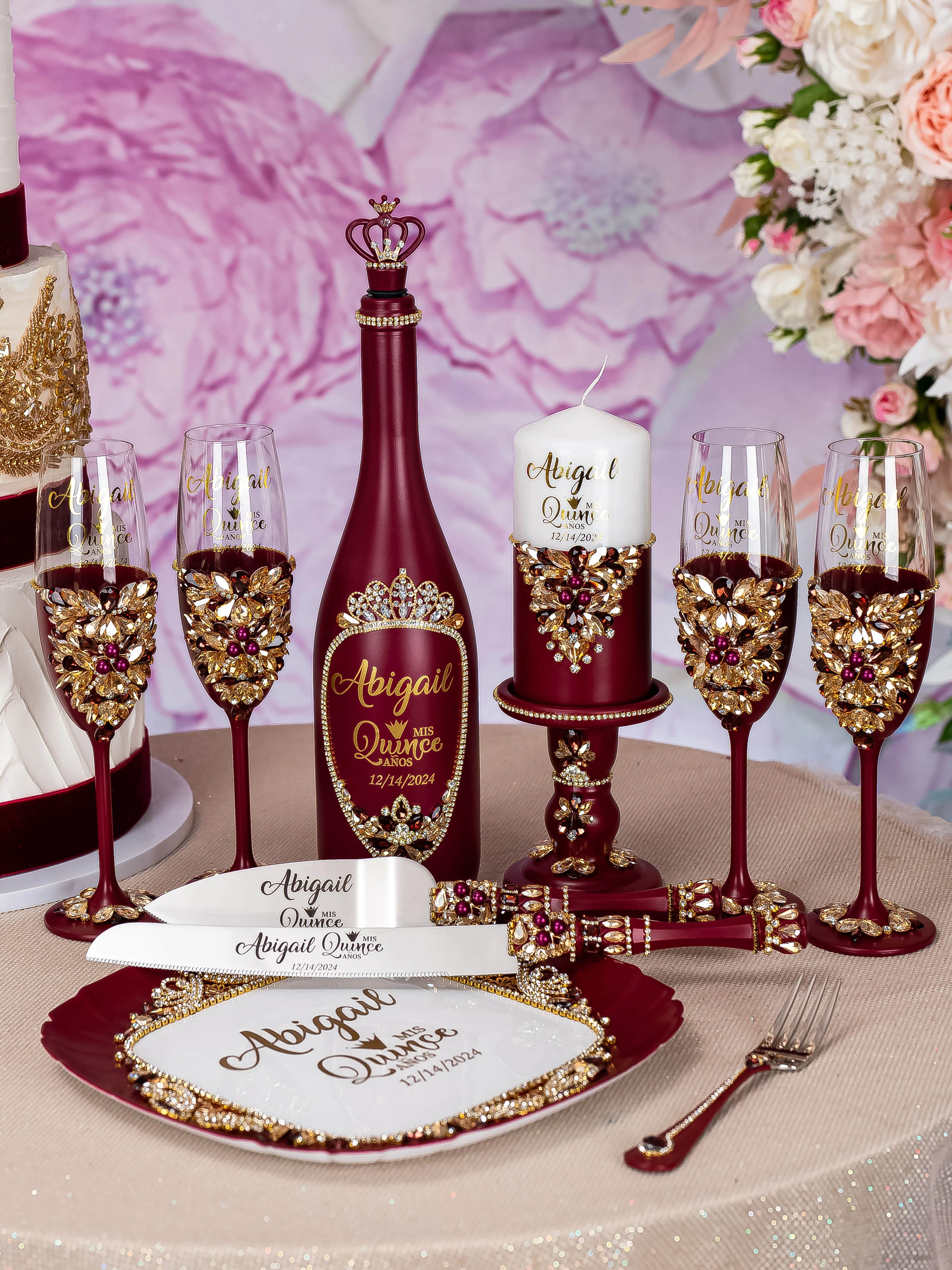 Burgundy  full quinceanera package