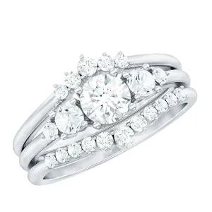 Certified Moissanite Trio Bridal Ring Set