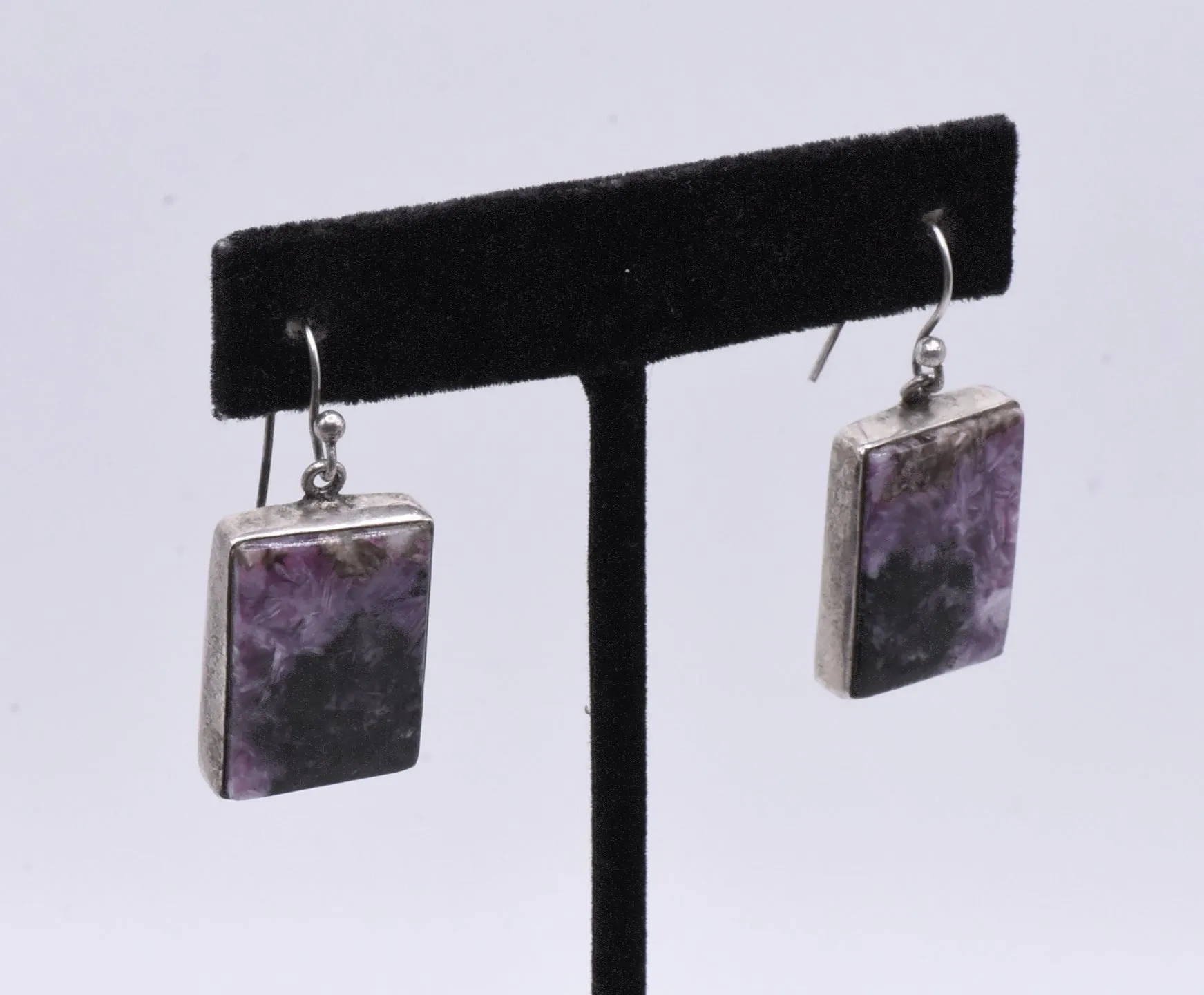 Charoite Sterling Silver Dangle Earrings