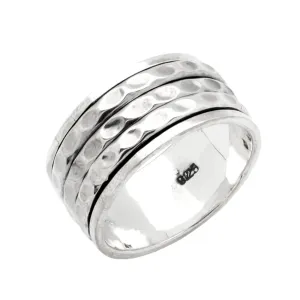 Chunky Hammered Spinning Ring For Women Sterling Silver