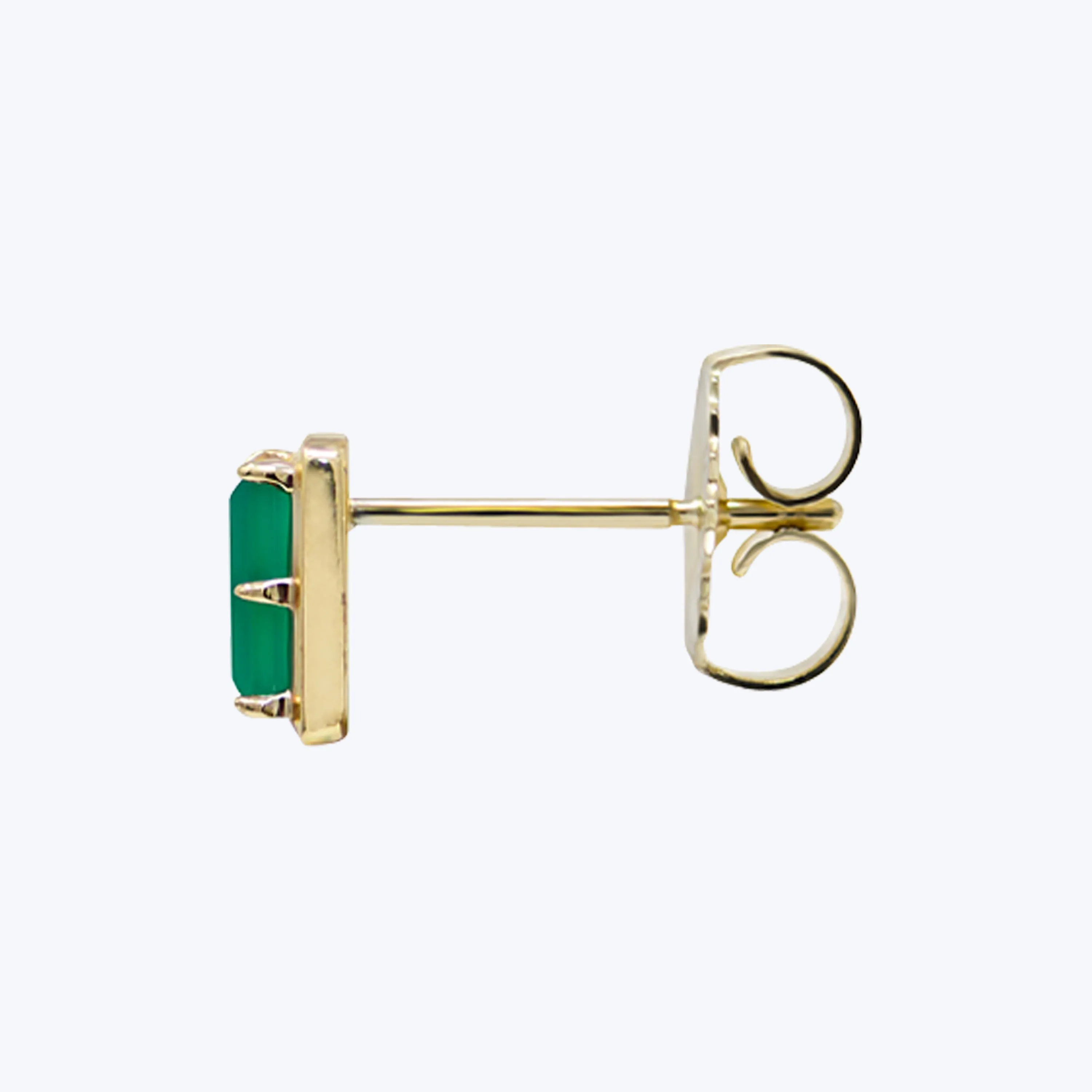 Cleo Carre Baguette Green Onyx Earrings