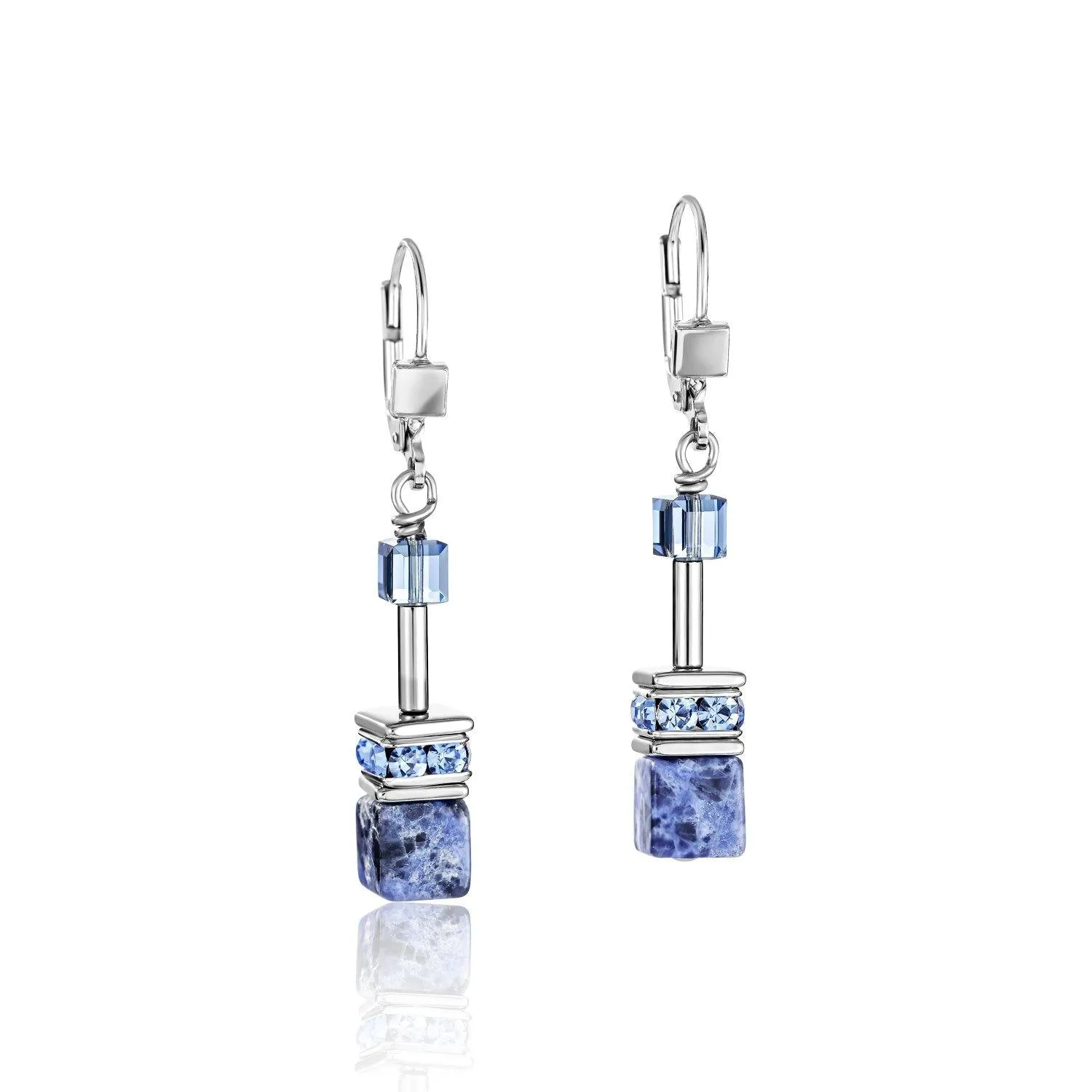 Coeur De Lion GeoCUBE® Sodalite & Haematite Blue Earrings