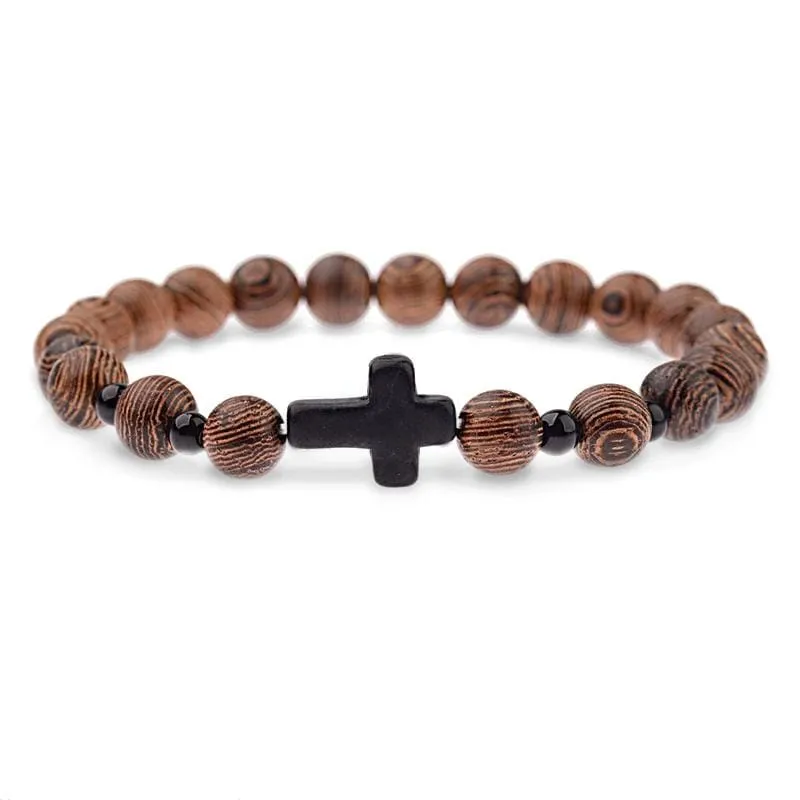 Cross Bead Bracelet <br> Wooden Beads