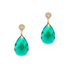 CRYSTAL DROP STATEMENT EARRINGS (EMERALD)