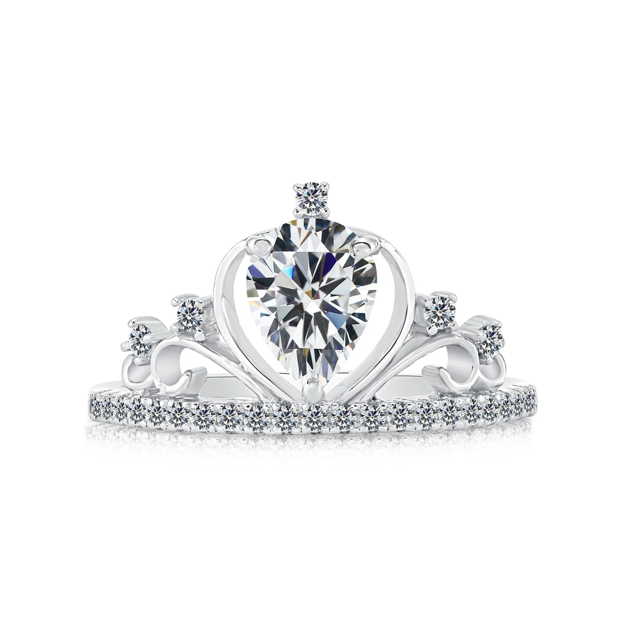 CZ Royal Princess Tiara Ring in Sterling Silver