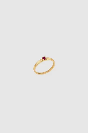 Delicate Ruby Pinky Ring - 14k Gold