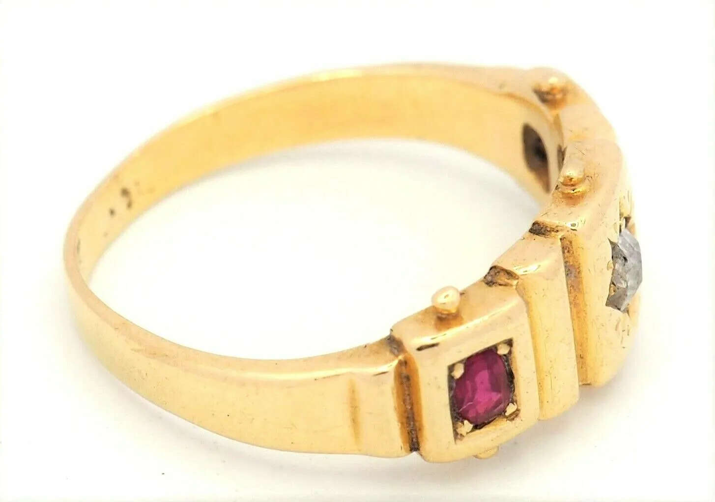 Diamond & Ruby 18ct Yellow Gold Fine Dress Ring