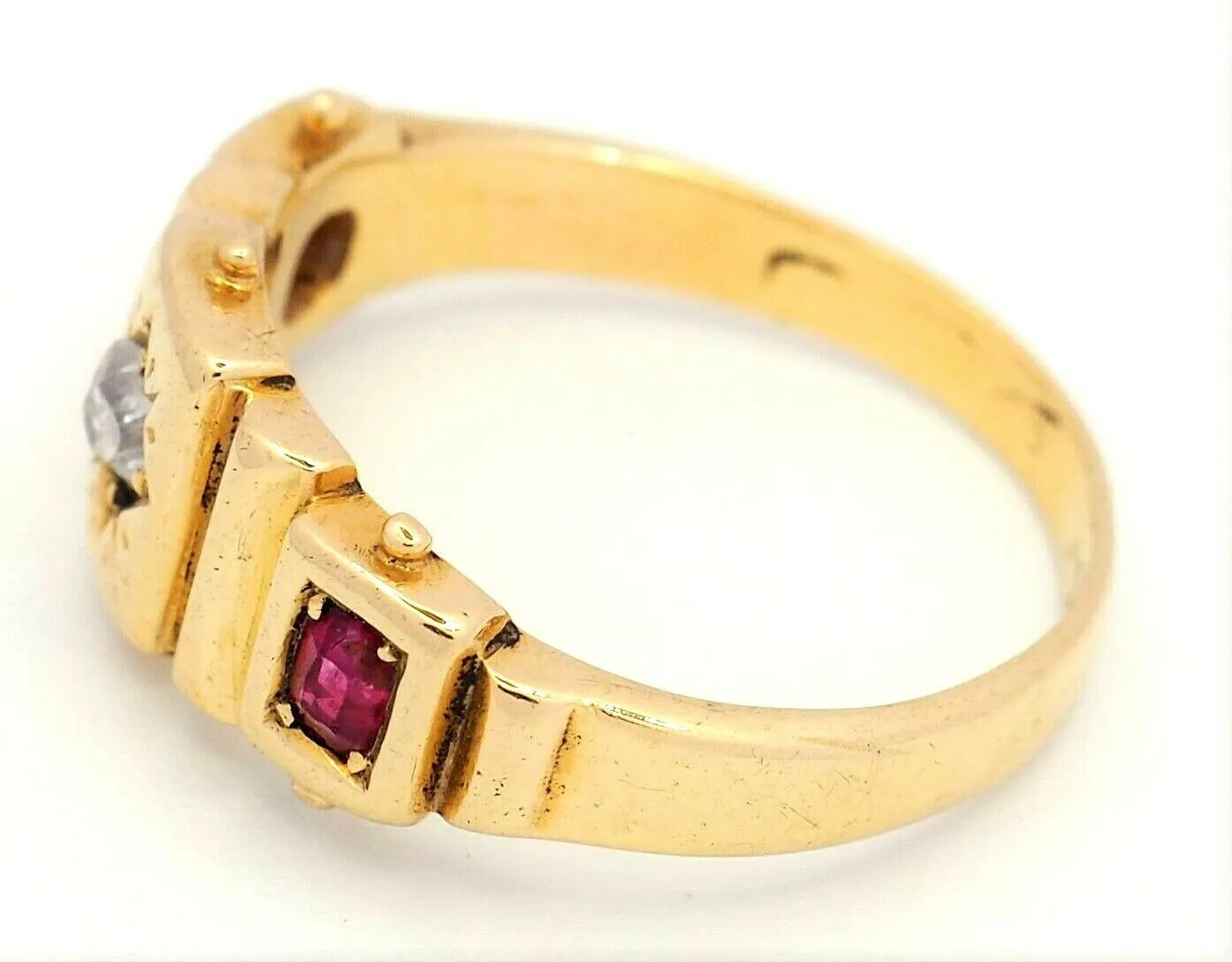 Diamond & Ruby 18ct Yellow Gold Fine Dress Ring