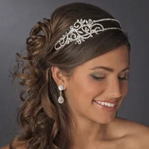 Double Row Crystal Side Accented Bridal Headband