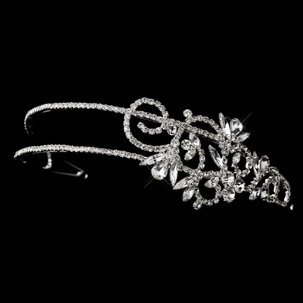 Double Row Crystal Side Accented Bridal Headband