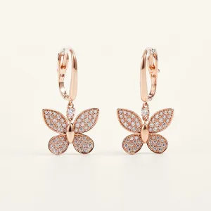 Dreamy Butterfly Rose Gold Drop Earrings