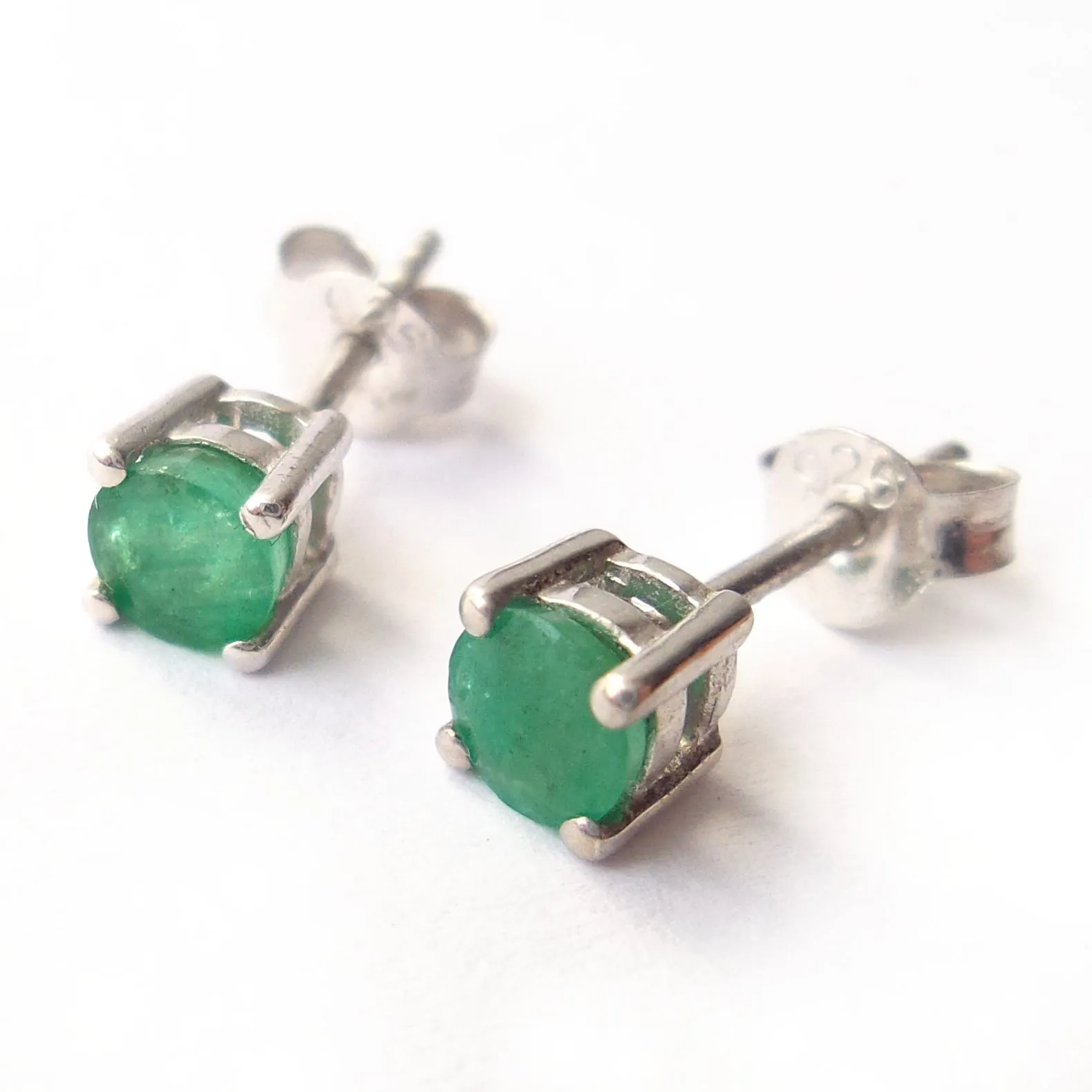 Emerald 925 Sterling Silver May Birthstone Earrings