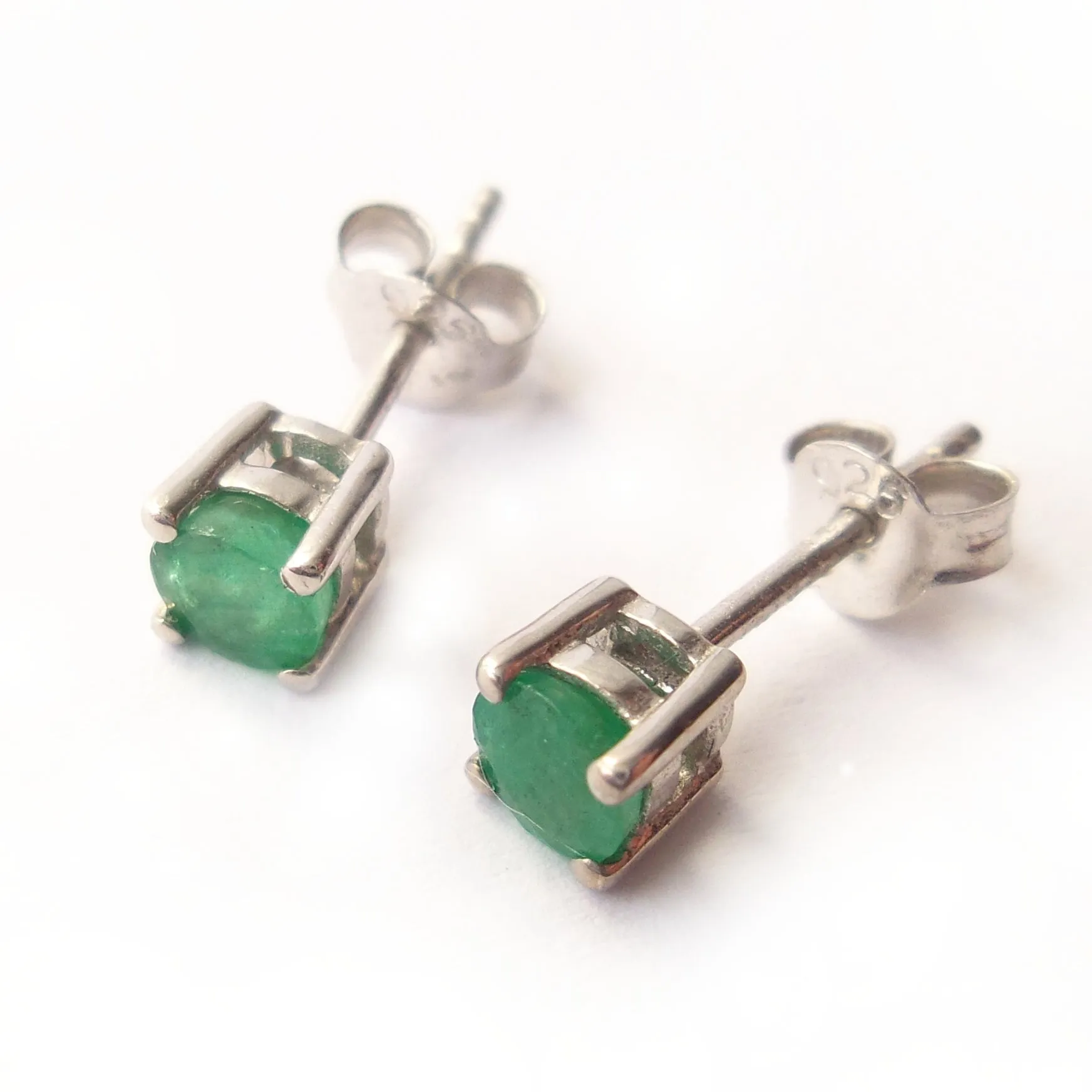 Emerald 925 Sterling Silver May Birthstone Earrings