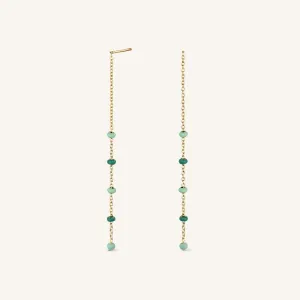 Emerald Dotted Threader Earrings