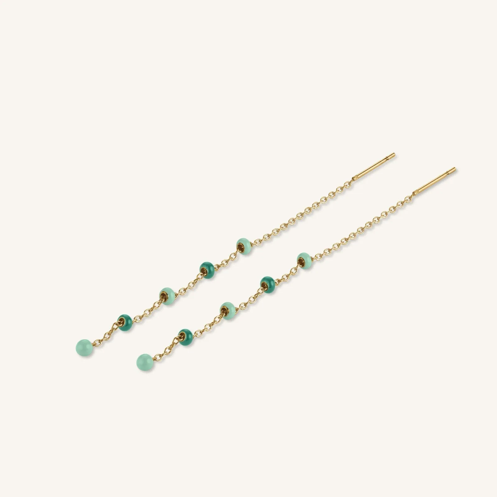 Emerald Dotted Threader Earrings