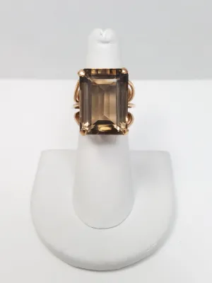 Epic Vintage 20ct Smoky Quartz 9k Gold Ring