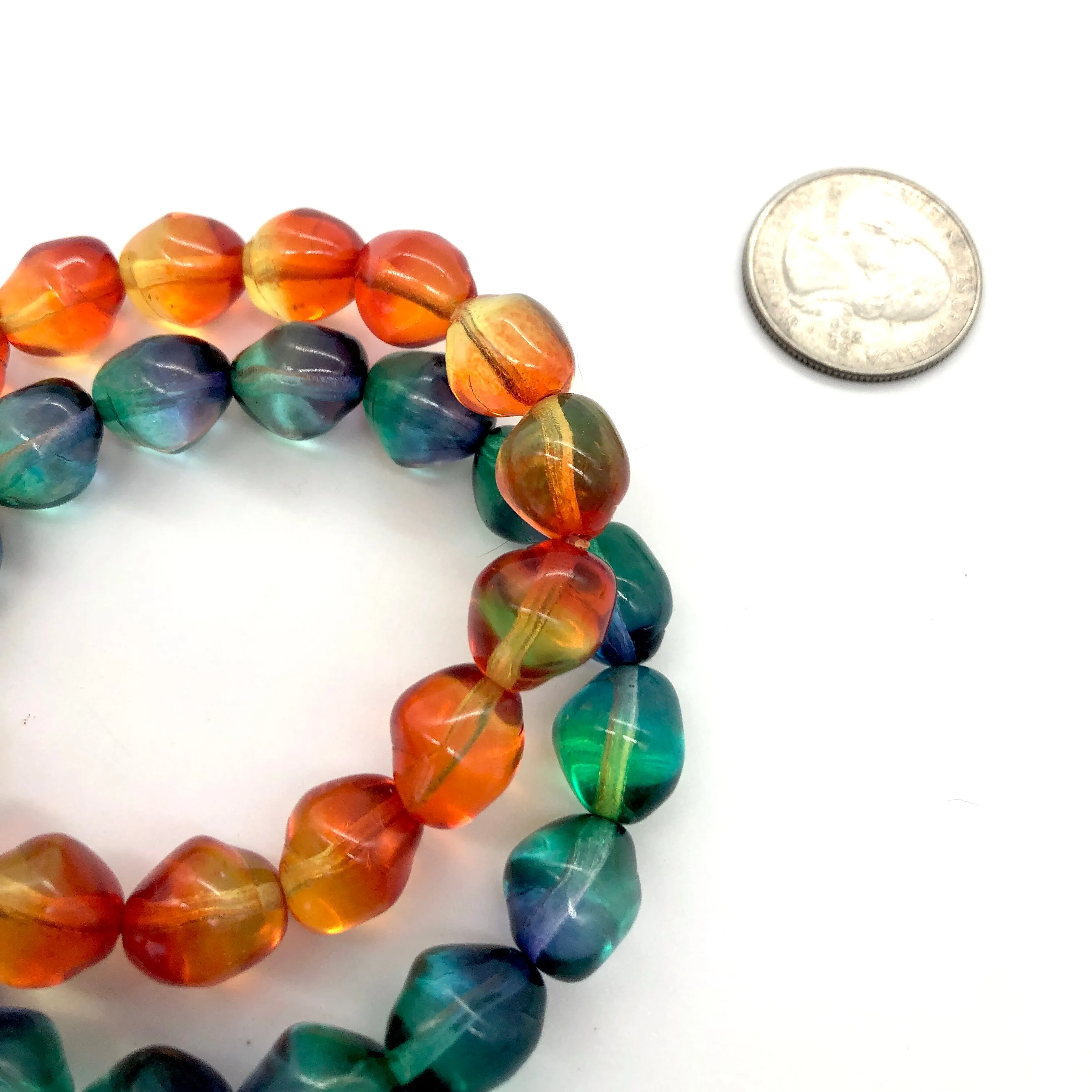 Fire & Water - Leetie Archival Vintage Glass Stretch Bracelet