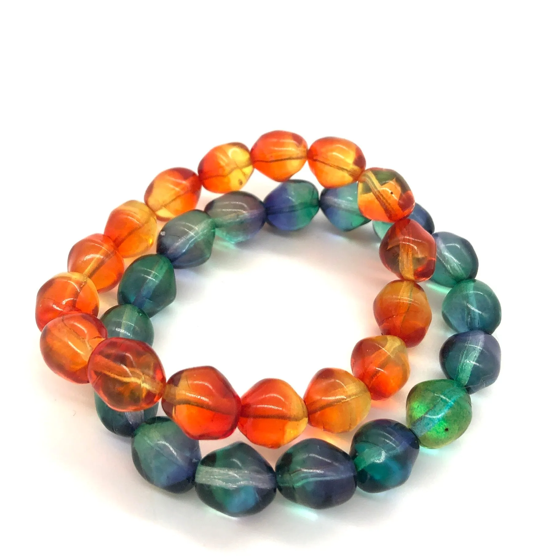 Fire & Water - Leetie Archival Vintage Glass Stretch Bracelet