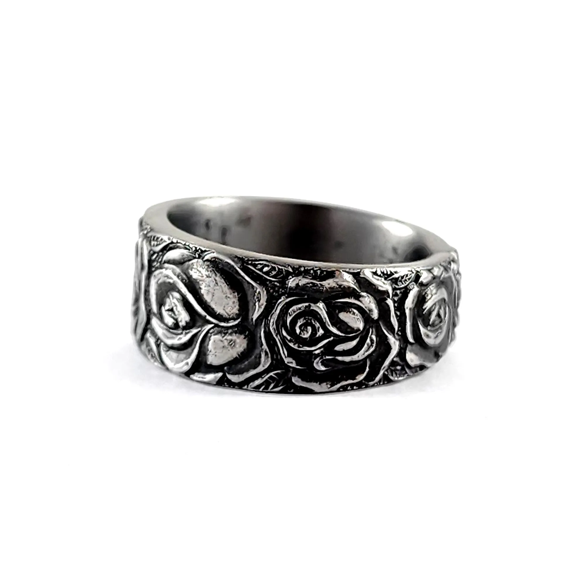 Floral Roses Stainless Steel Spoon Ring