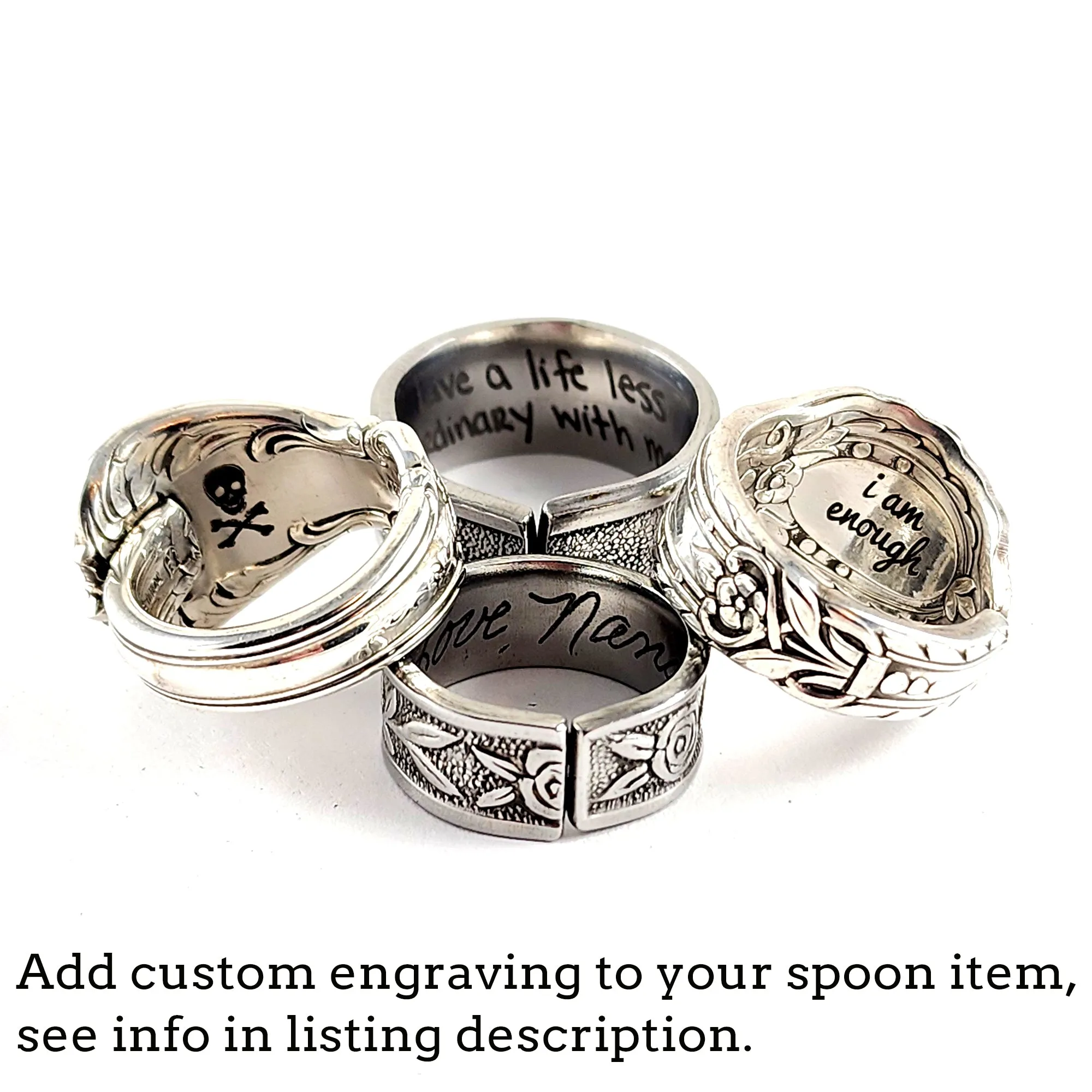 Floral Roses Stainless Steel Spoon Ring