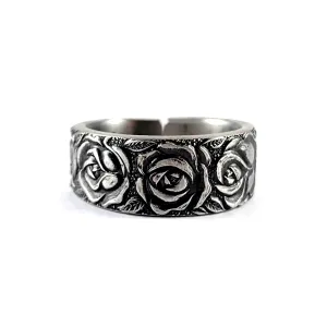 Floral Roses Stainless Steel Spoon Ring