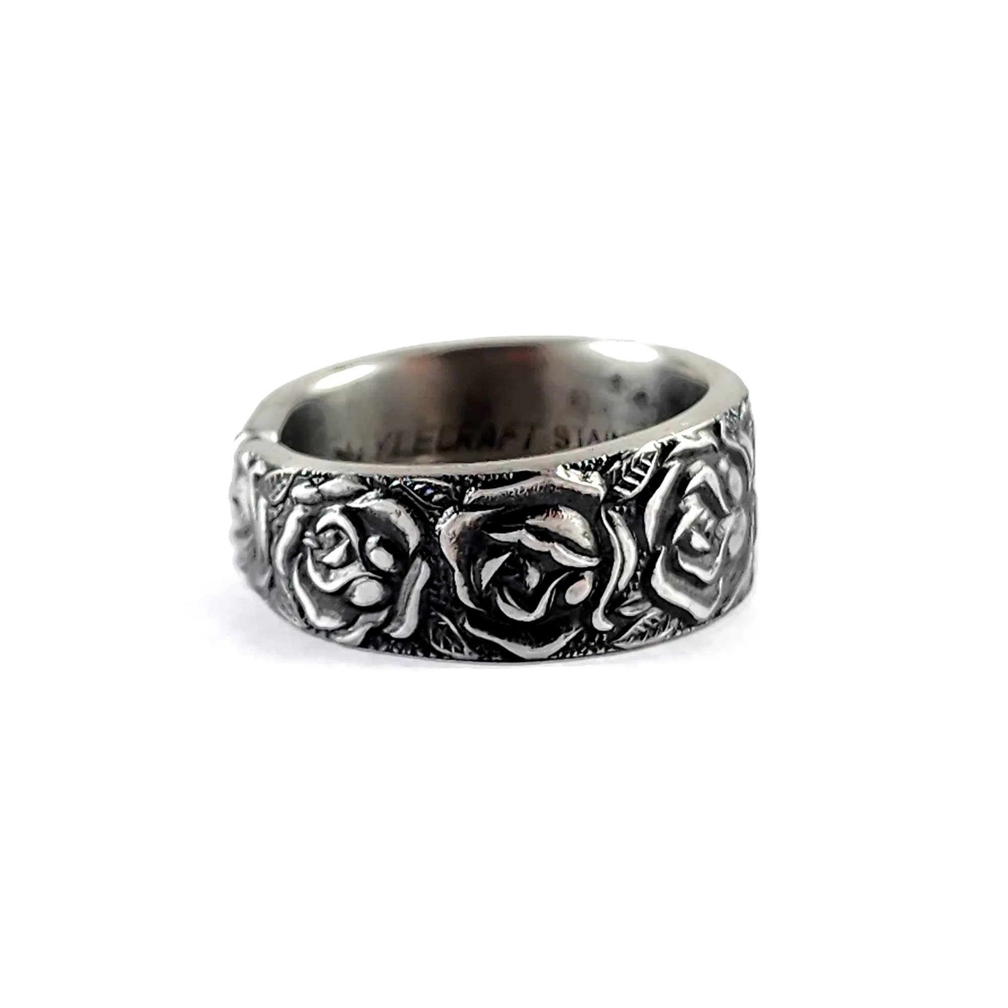 Floral Roses Stainless Steel Spoon Ring