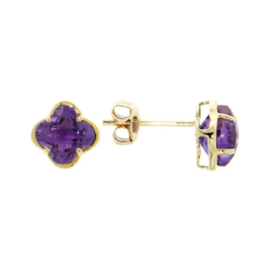 Flower Amethyst Stud Earrings