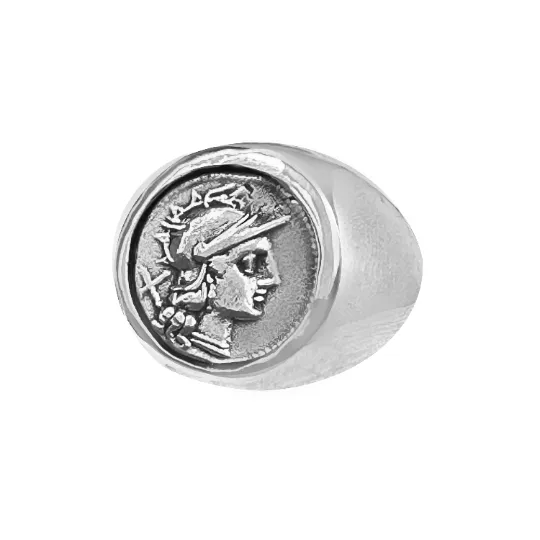 GODDESS ROME Authentic Ancient Roman Coin 3rd cent.BC Silver Ring