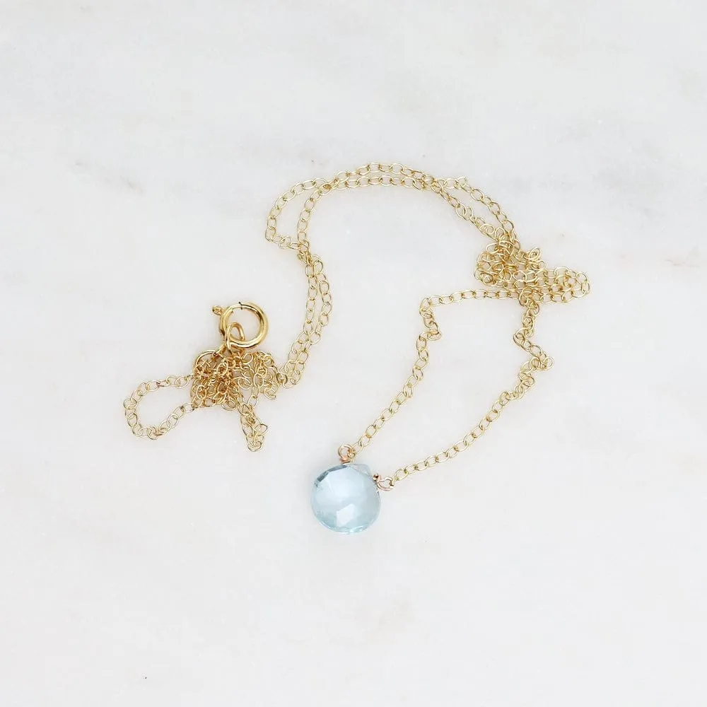 Gold Filled Chain with Blue Topaz Brio Necklace