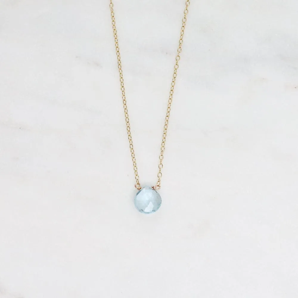 Gold Filled Chain with Blue Topaz Brio Necklace