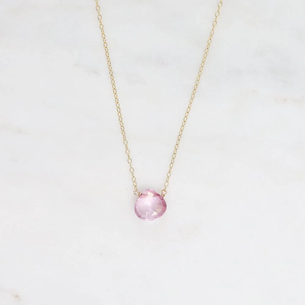 Gold Filled Chain with Mystic Pink Topaz Brio Necklace