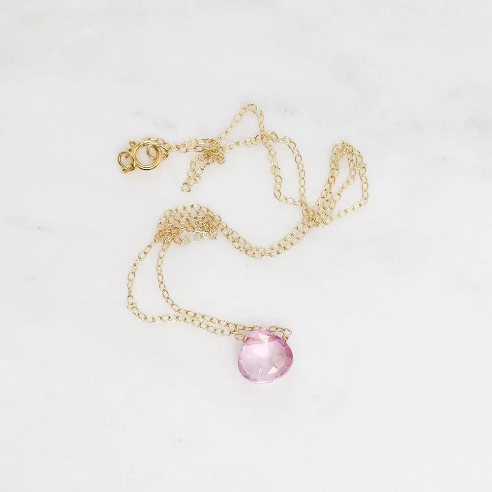 Gold Filled Chain with Mystic Pink Topaz Brio Necklace